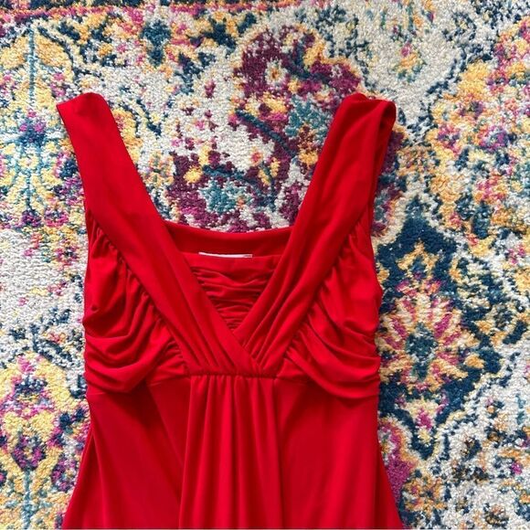 90s Vintage Deep Red ruched sexy sleeveless  Formal maxi dress - Picture 7 of 8